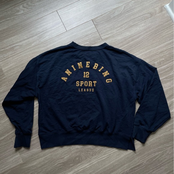 Anine Bing Rod League Sweatshirt in Washed Navy Sz L EUC Cotton - Picture 11 of 13